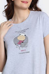 Zivame Farm Lore Knit Cotton Knee Length Nightdress - Grey Melange — thumbnail 5